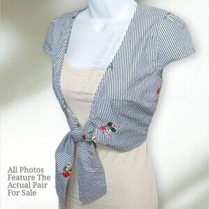 A'Gaci Embroidered Tie Front Blouse Top BUNDLE ME!